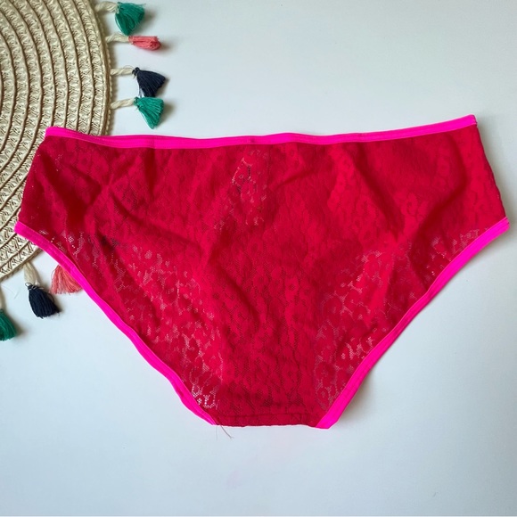 Victoria's Secret VTG Extra Low Rise Mesh Hiphugger Panty Red Leopard Small NEW - Picture 2 of 4